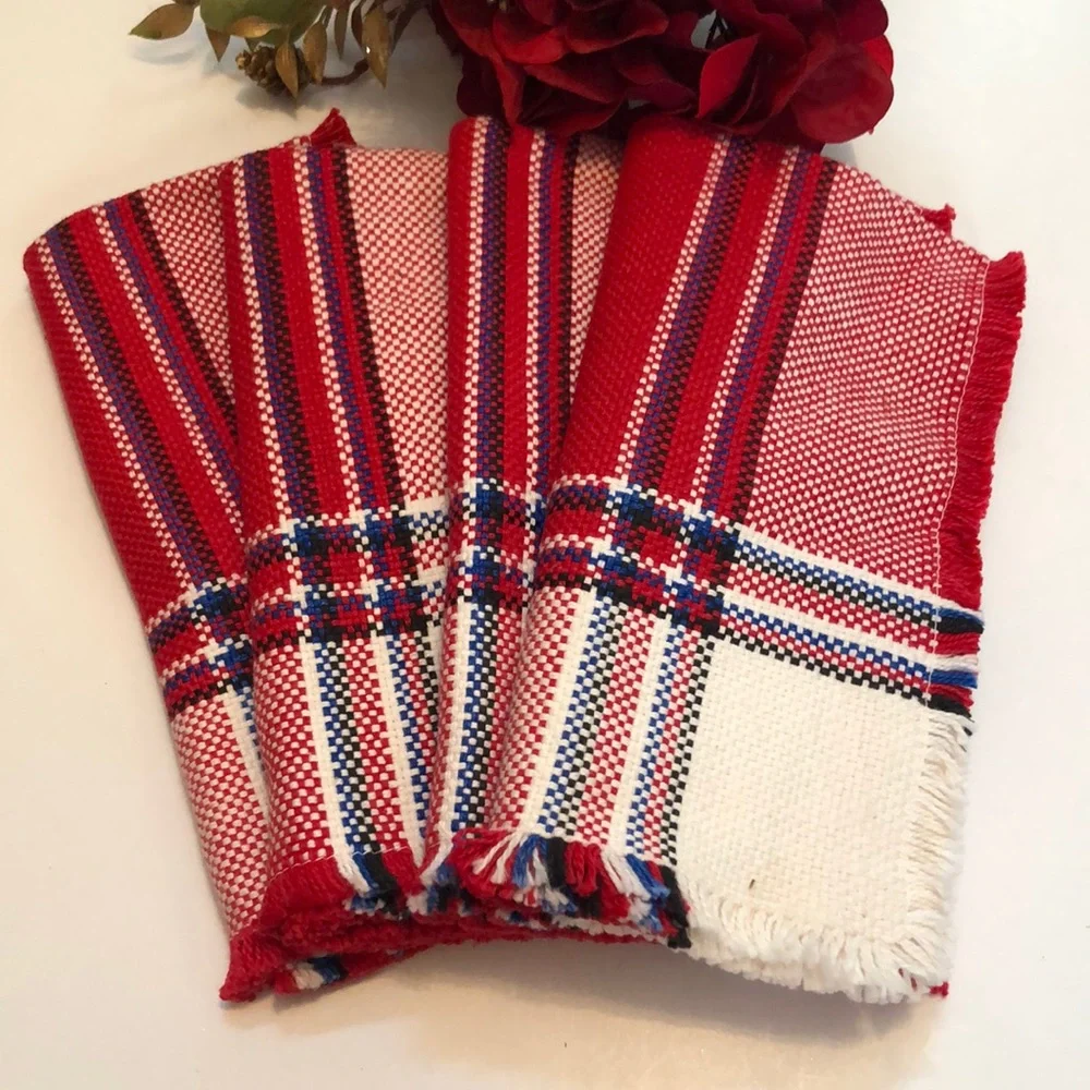 Norwegian woven napkins cloth vintage woven napkins Vintage Woven USA JULY 4th